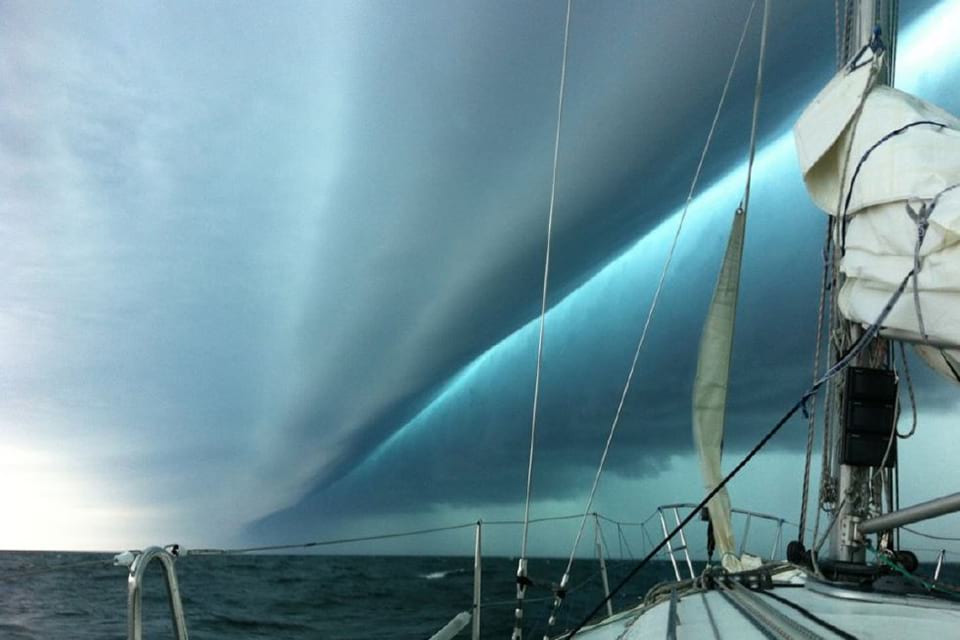 Photo of a weather system that caused a meteotsunami in New Jersey, June 2013. Credit: Buddy Denham