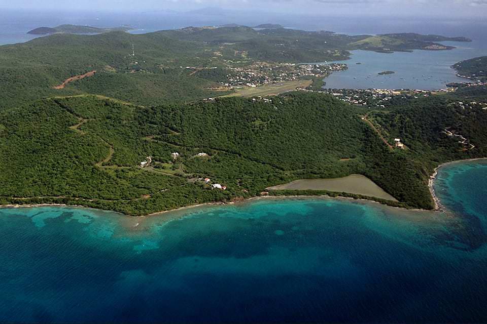 Aerial view of the island of Culebra in Puerto Rico.