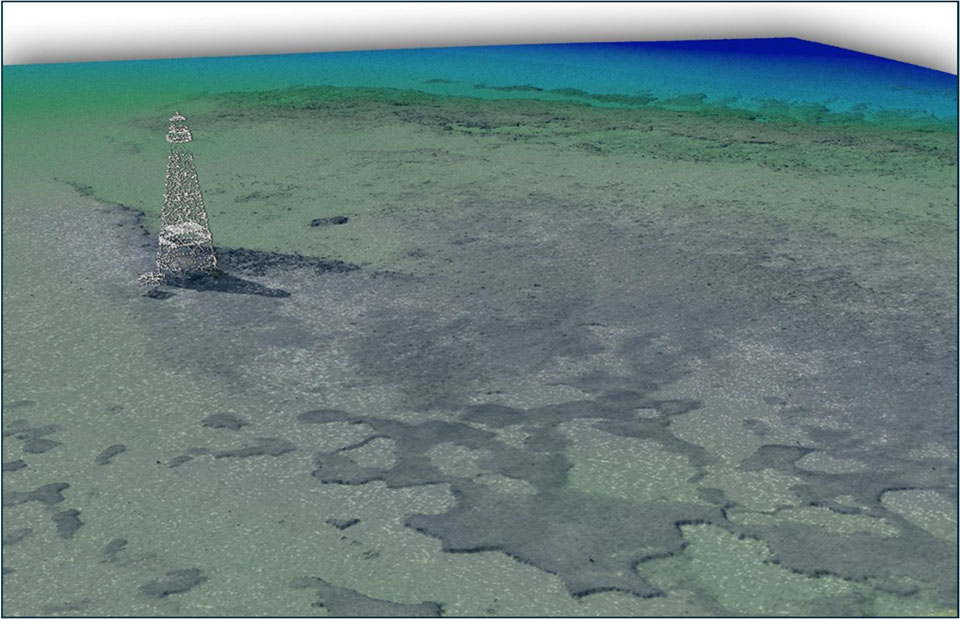  A lidar point cloud of a lighthouse in the Florida Keys area. 