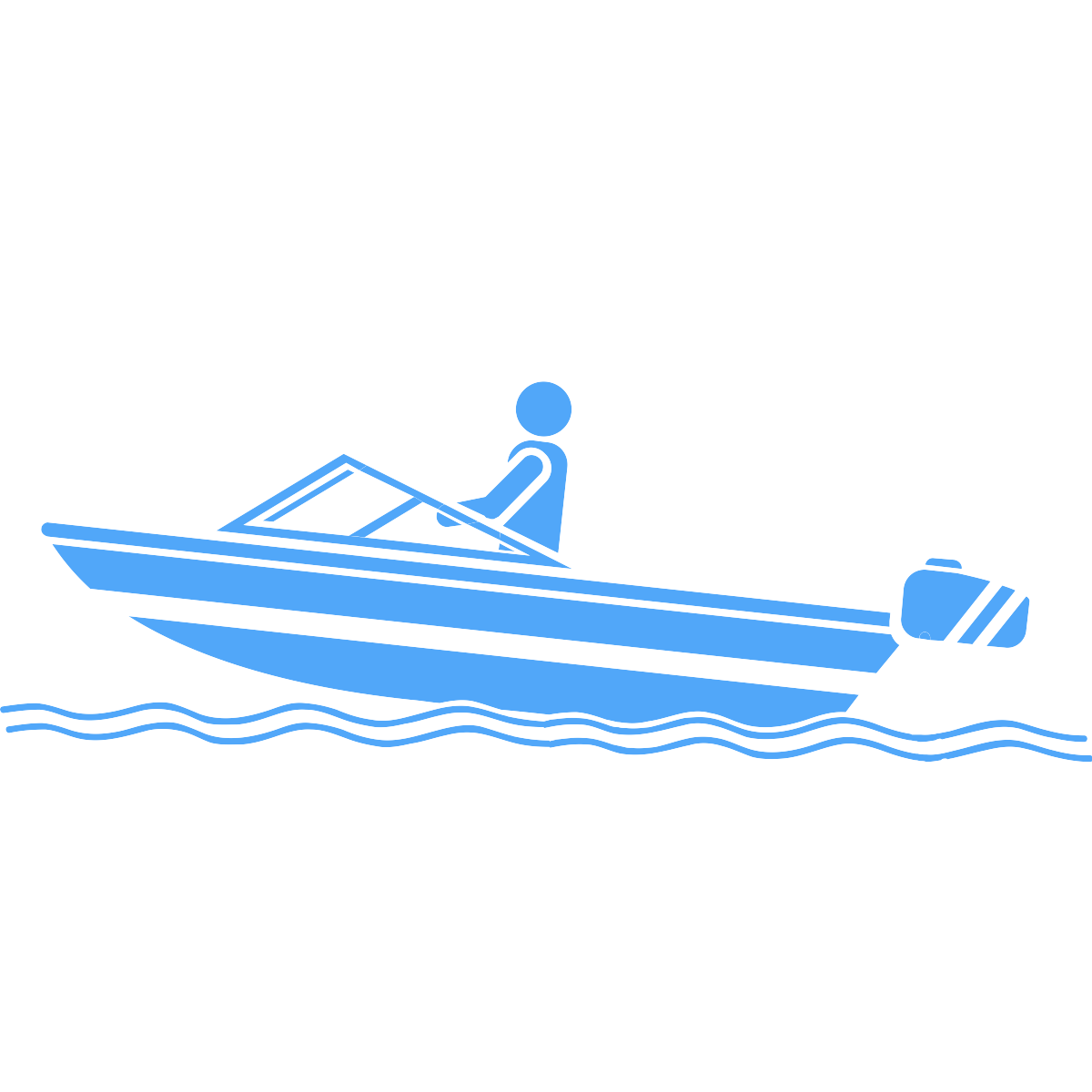 Recreation icon - a person driving a small boat
